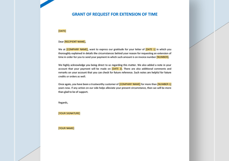 Acceptance of Request for Extension of Time