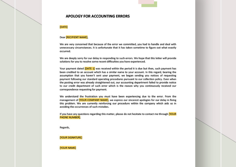 Accounting Errors Apology