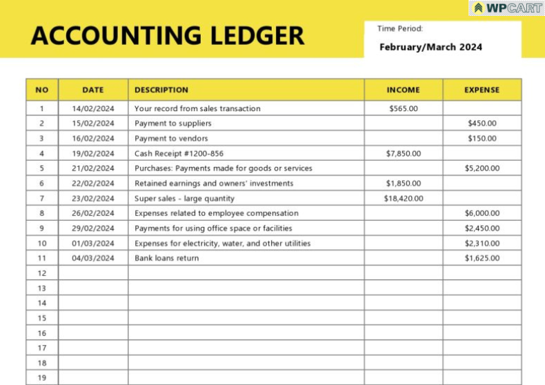 Accounting Ledger Template