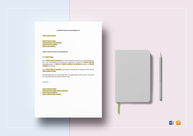 Acknowledgement of Instalment Payment