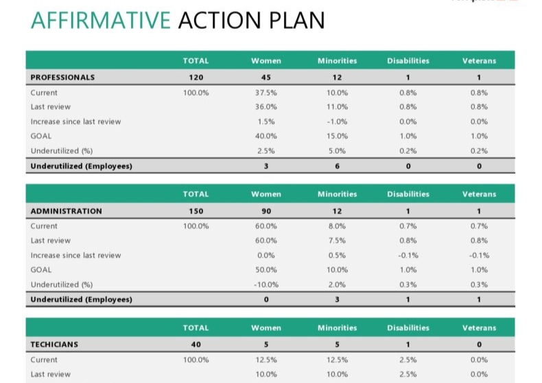 Affirmative Action Plan Template