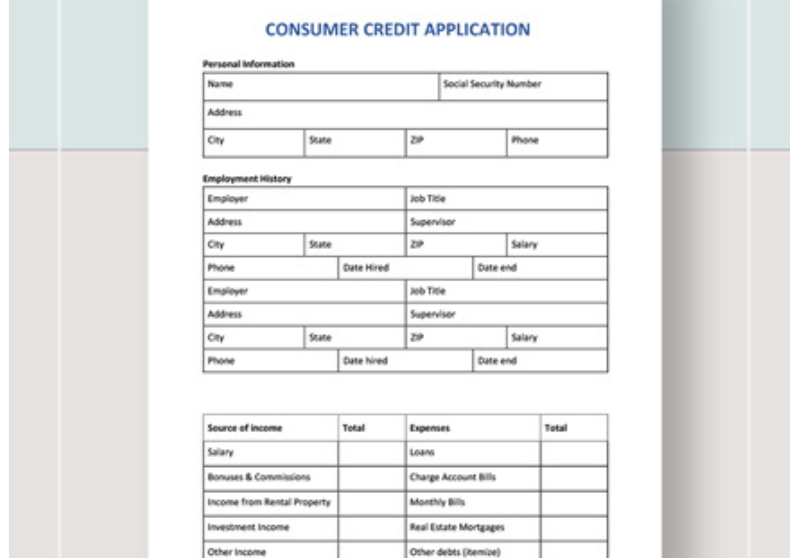 Application for Consumer Credit