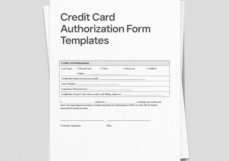 Authorisation Form for Credit Card Billing
