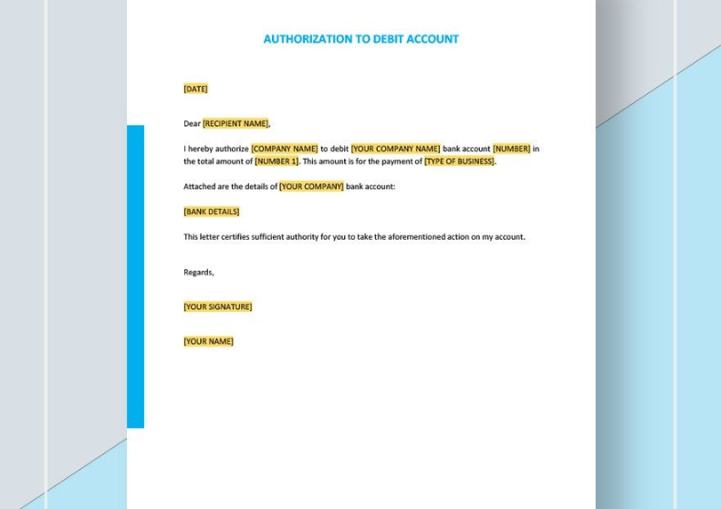 Authorising a Debit from your Account