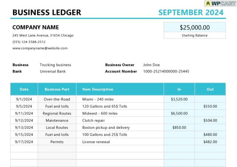 Business Ledger Template