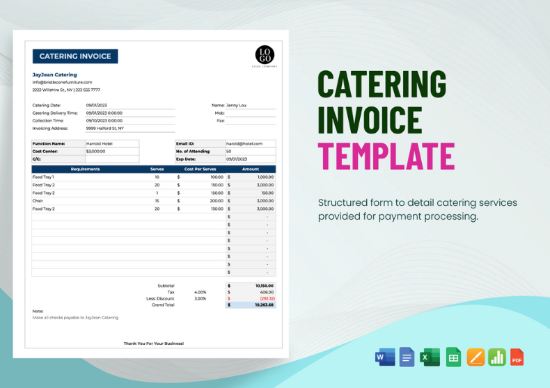 Catering Invoice Template