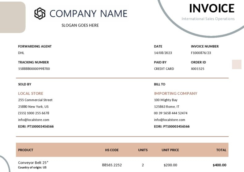 Commercial Invoice Template