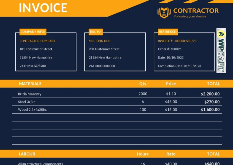 Contractor Invoice Template