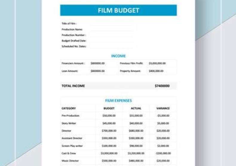 Film Budget Template
