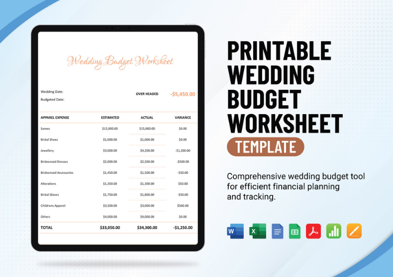 Free Printable Wedding Budget Worksheet Template