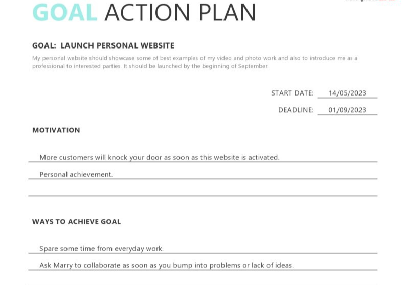 Goal Action Plan Template