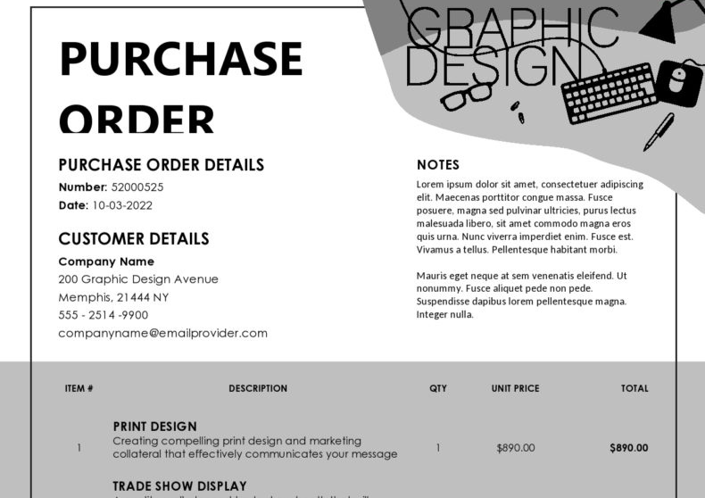 Graphic Design Purchase Order Template
