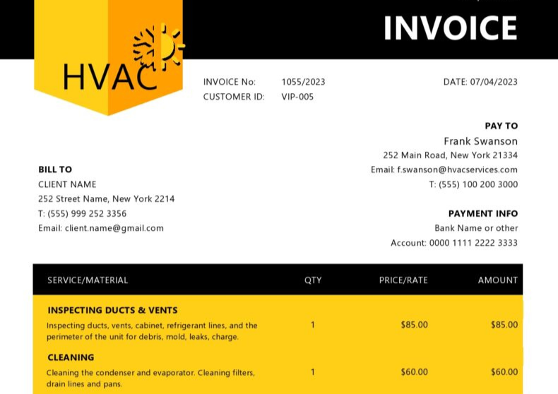 HVAC Invoice Template