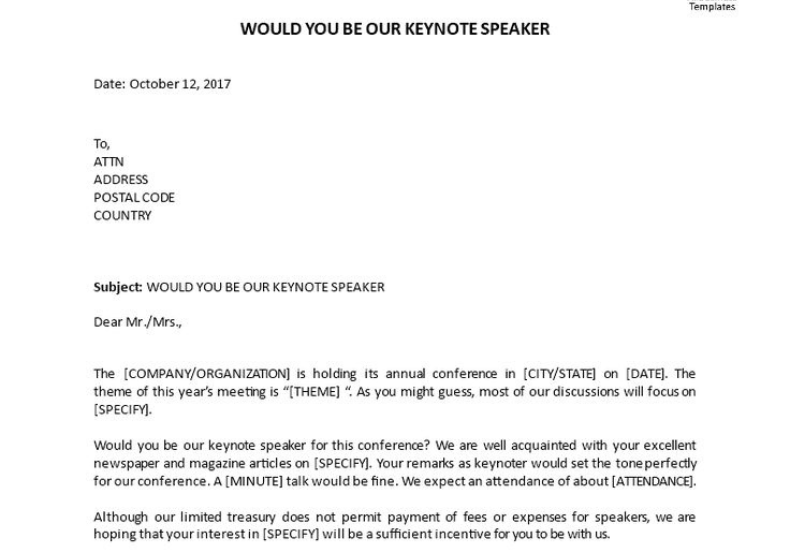 Invitation as Keynote Speaker