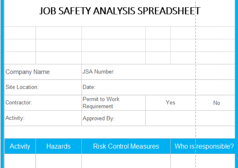 Job Safety Analysis Spreedsheet