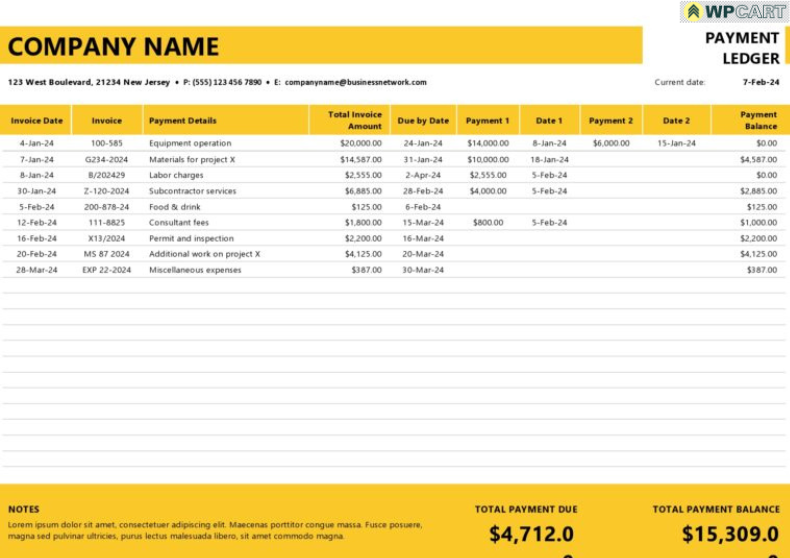 Payment Ledger Template