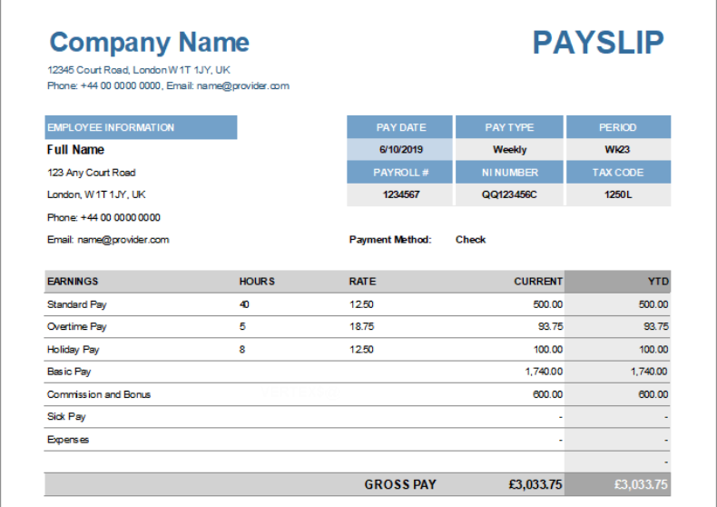 Payslip Template