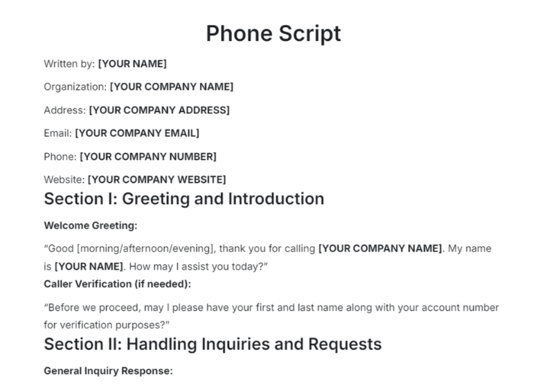 Phone selling Script Sample