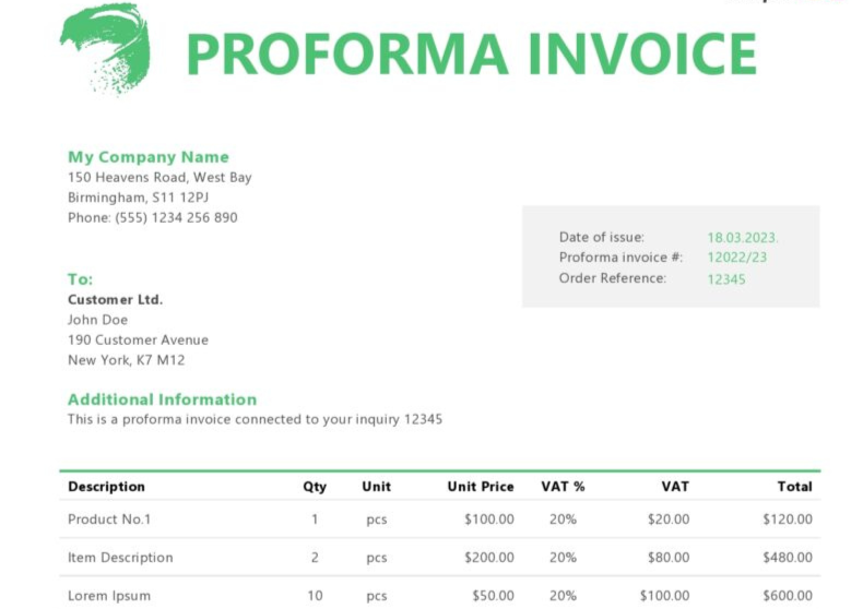 Proforma Invoice Template