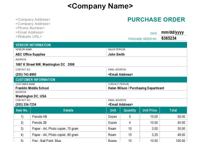 Purchase Order Template 02