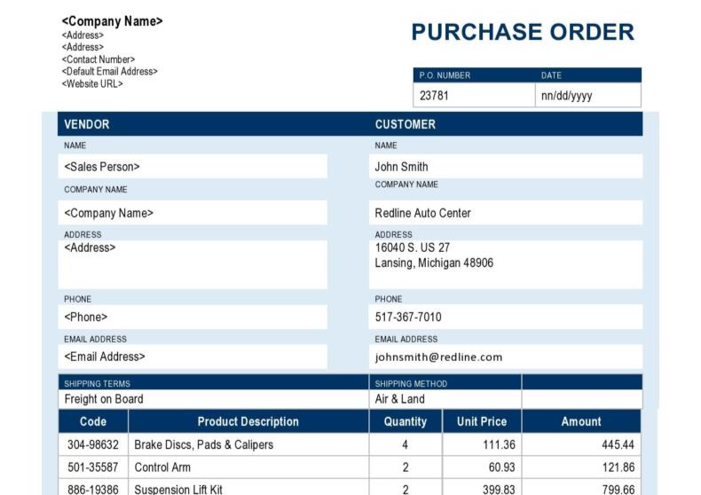 Purchase Order Template v1