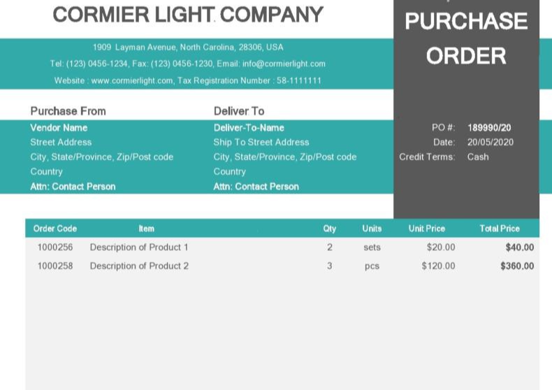 Purchase Order Template v2