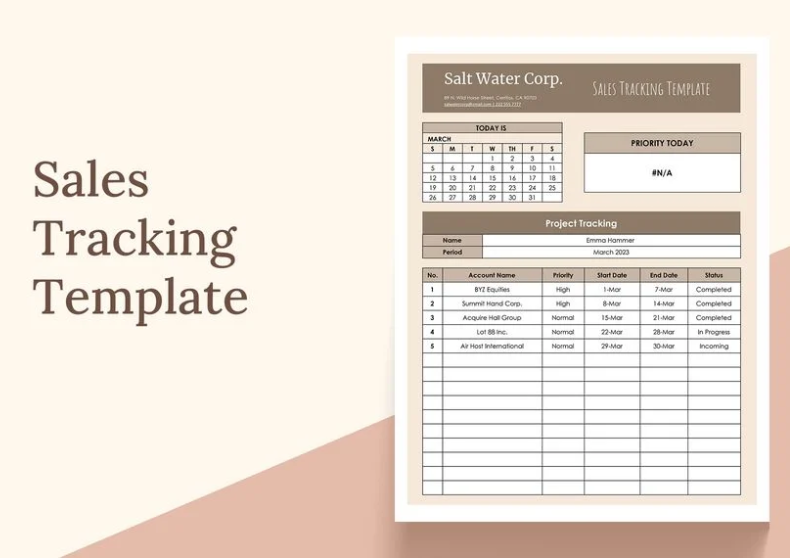 Sales Tracker Planner Template