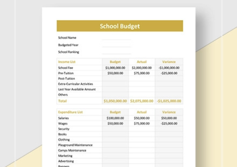 School Budget Template