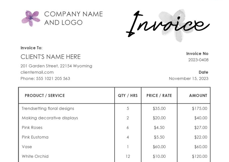 Self Employed Invoice Template