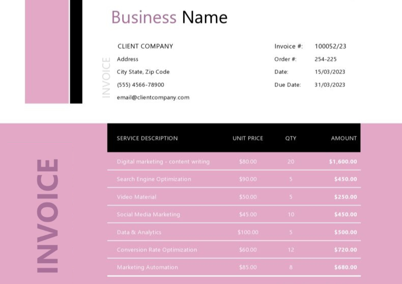 Service Invoice Template