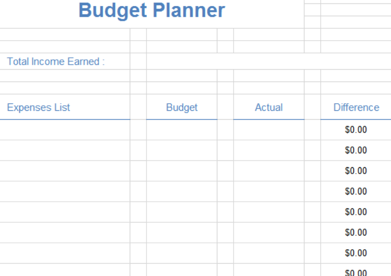 Simple Budget Planner Template