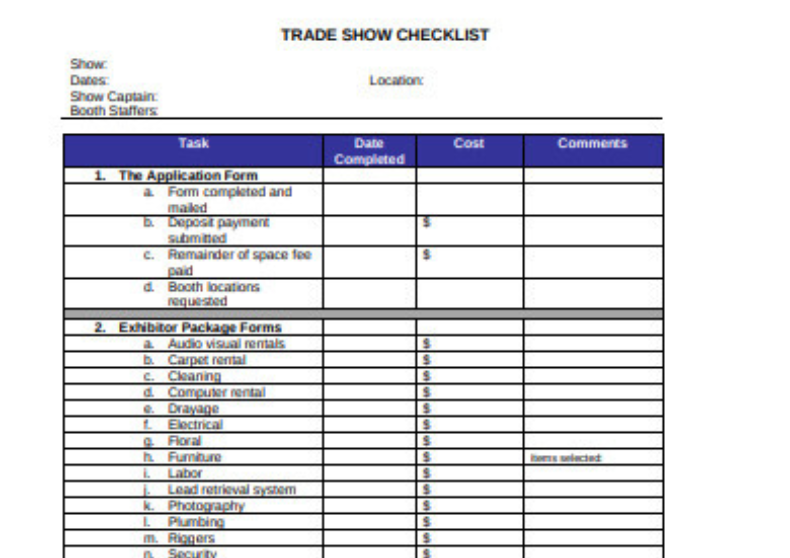 Trade Show Checklist