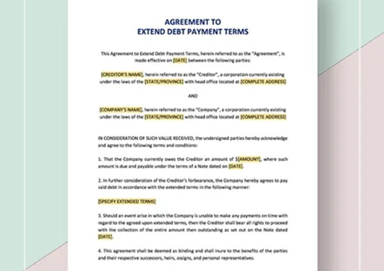 Agreement to Debt Payment Extension Terms