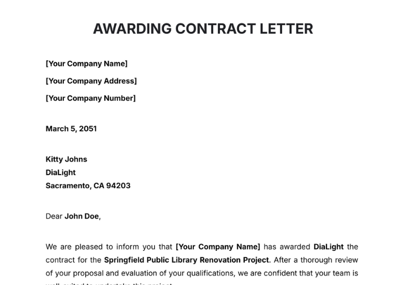 Awarding Contract Letter