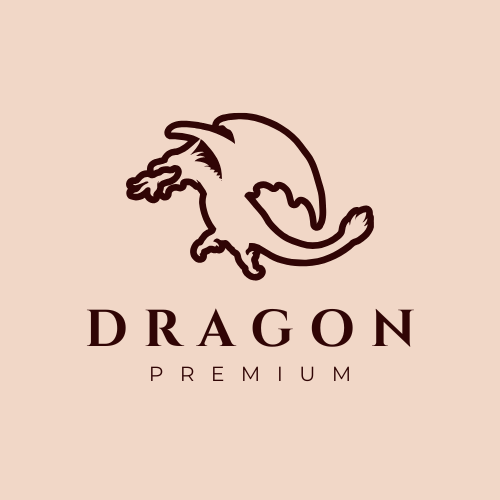 Black minimalist dragon premium logo