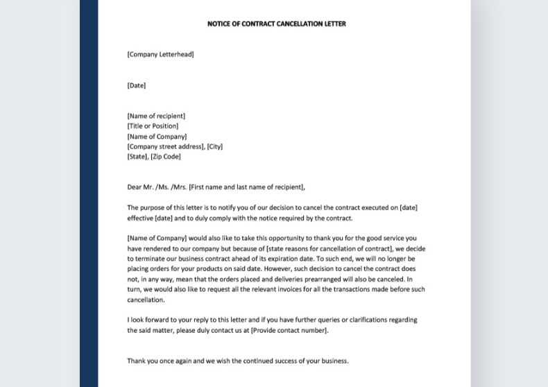 Cancellation of Contract Notice