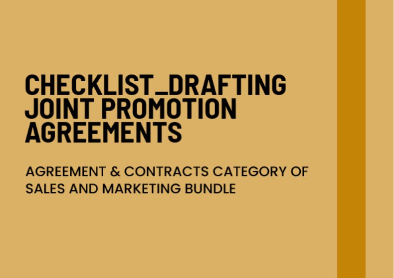 Checklist Drafting Joint Promotion Agreements