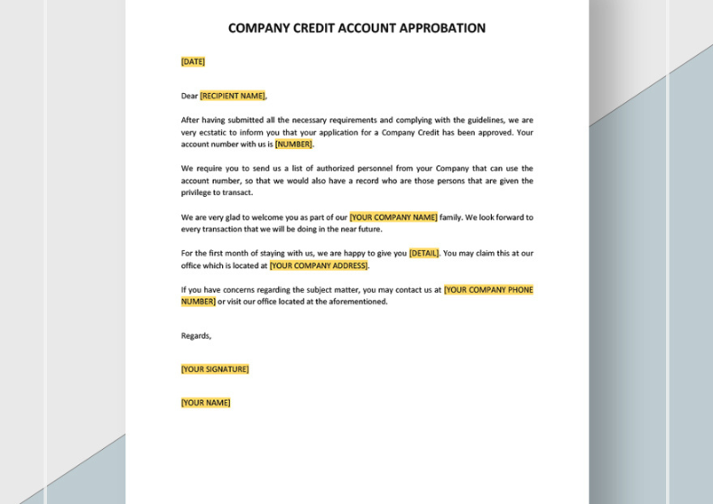 Company Credit Account Approval