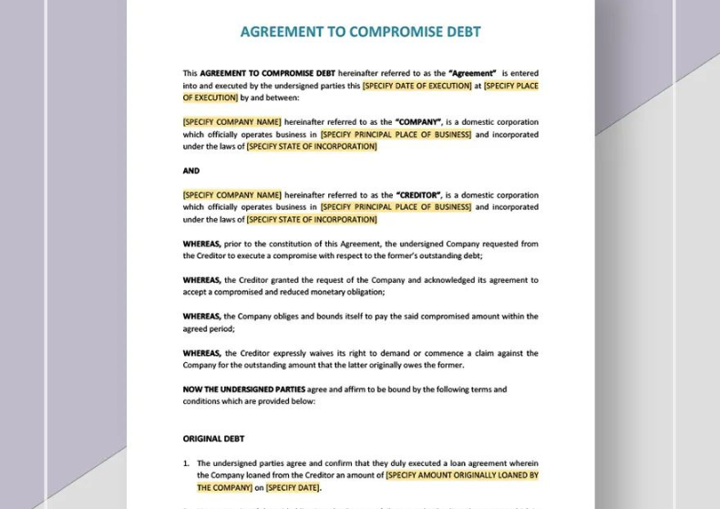 Compromising Debt Agreement