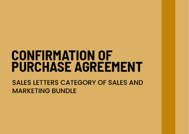 Confirmation of Purchase Agreement