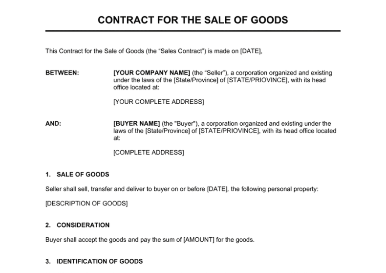 Contract for the Sale of Goods