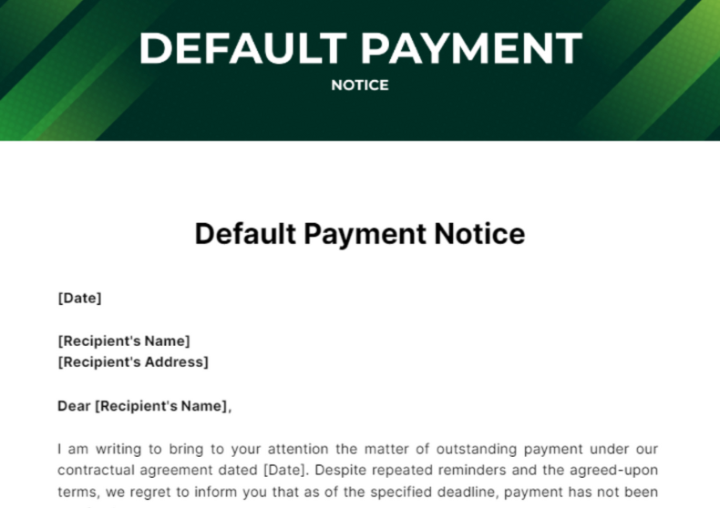 Default in Payment Notice