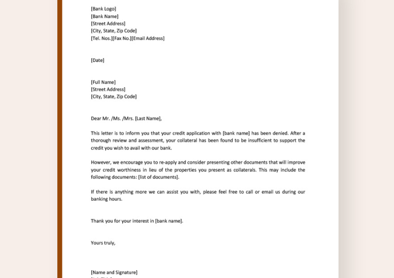 Denial of Credit email