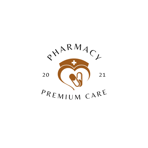 Elegant Brown Pharmacy Premium Care Logo