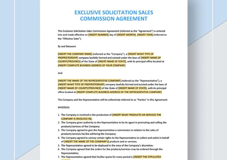 Exclusive Solicitation Sales Commission Agreement
