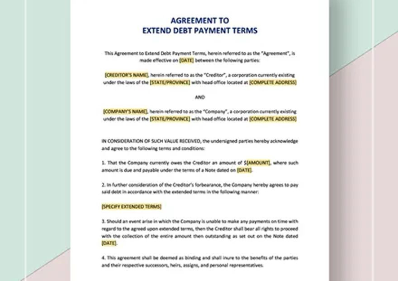 Extend Debt Payment Terms Agreement
