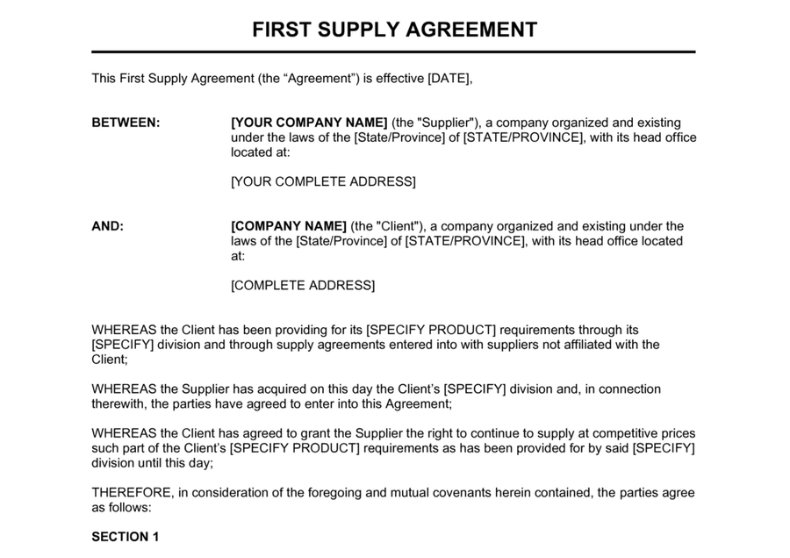 First Supply Agreement