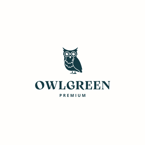 Green Owl Bird Premium Logo