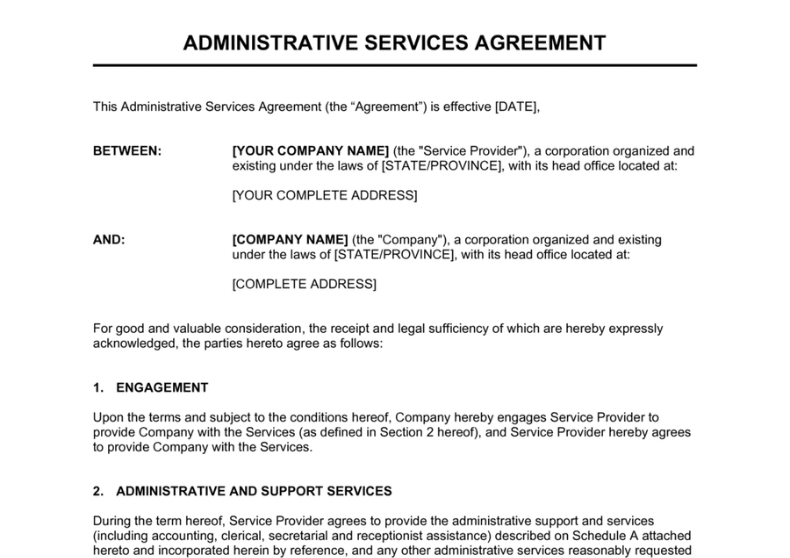 Management and Administrative Services Agreement