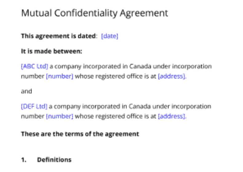 Mutual Confidentiality Agreement